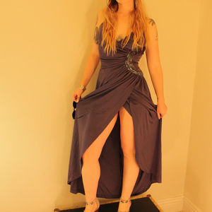 Vintage Purple 70's Prom Dress Sequins